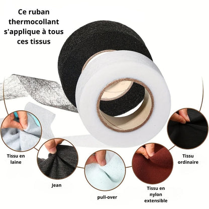 2 rouleaux ruban thermocollant ourlet | noir et blanc | 2 cm x 24 M