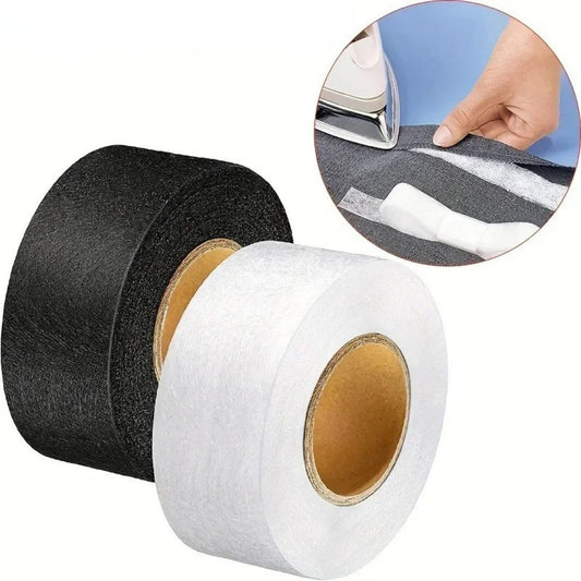 2 rouleaux ruban thermocollant ourlet | noir et blanc | 2 cm x 24 M