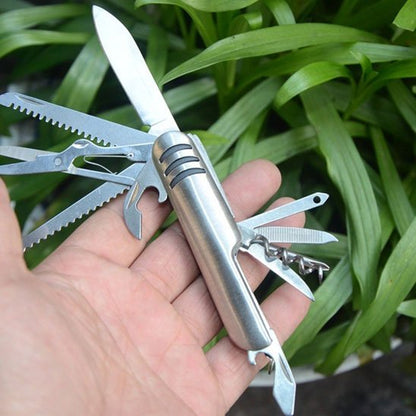 Couteau multifonction argenté | 10-en-1 Compact