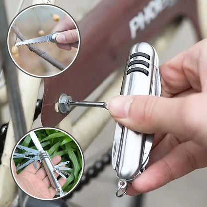 Couteau multifonction argenté | 10-en-1 Compact